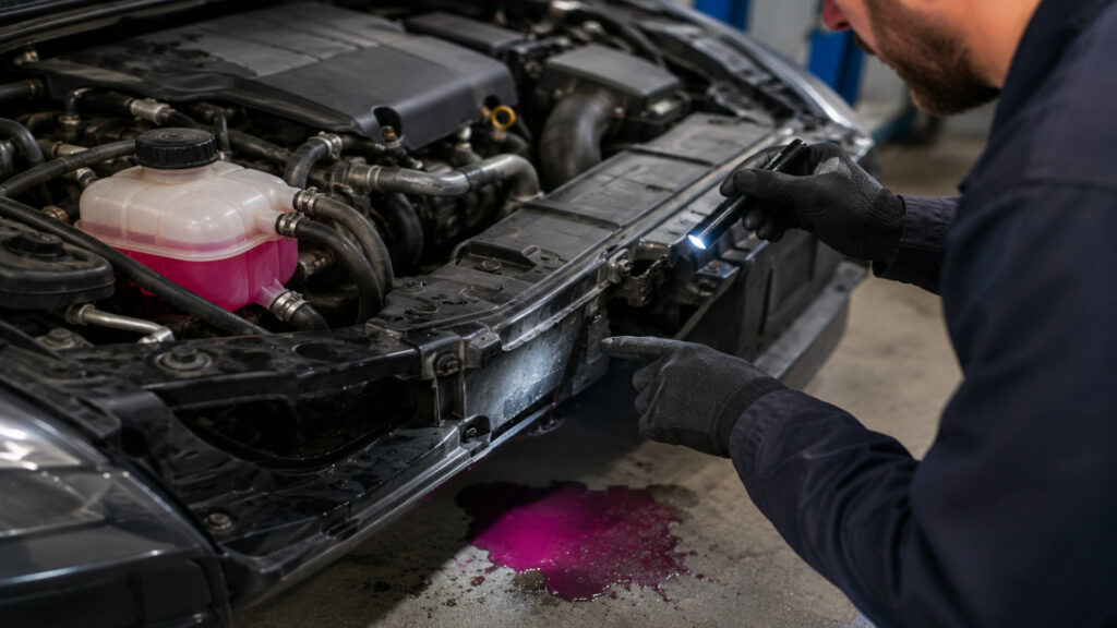 El líquido refrigerante es fundamental para mantener el motor a la temperatura adecuada y evitar sobrecalentamientos. Una fuga, por pequeña que sea, puede terminar provocando averías importantes si no se detecta y se repara a tiempo. Por eso, es importante conocer las señales que pueden indicar que existe un problema en el sistema de refrigeración. Uno de los primeros indicios es la pérdida frecuente de líquido refrigerante. Si tienes que rellenar el depósito con más frecuencia de lo habitual, es muy probable que exista una fuga en algún punto del circuito. Otra señal muy común son las manchas de líquido bajo el vehículo después de permanecer estacionado. El refrigerante suele tener colores llamativos, como verde, rosa, azul o naranja, lo que facilita identificarlo. También conviene prestar atención a la temperatura del motor. Si el indicador sube más de lo normal o el vehículo se sobrecalienta, puede deberse a una pérdida de refrigerante que impide una correcta refrigeración del motor. Al abrir el capó, revisa visualmente manguitos, abrazaderas, radiador, bomba de agua y el vaso de expansión. Restos de humedad, manchas blanquecinas o depósitos cristalizados suelen indicar que el refrigerante ha estado escapando por esa zona. En algunos casos también puede aparecer olor dulce en el motor o incluso salir vapor si la fuga es importante. Si además observas humo blanco constante por el escape acompañado de pérdida de refrigerante, es recomendable acudir cuanto antes al taller, ya que podría tratarse de una avería más grave, como un problema en la junta de culata. Detectar una fuga a tiempo puede evitar reparaciones muy costosas y alargar la vida del motor. Revisar periódicamente el nivel del refrigerante y el estado del sistema de refrigeración es una pequeña tarea que puede marcar una gran diferencia.